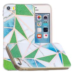 Green Triangle Painted Marble Electroplating Protective Case for iPhone SE 5s 5