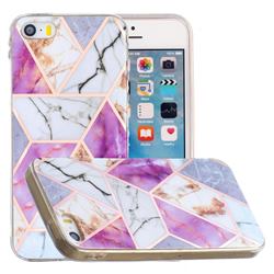 Purple and White Painted Marble Electroplating Protective Case for iPhone SE 5s 5