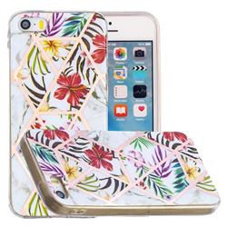 Tropical Rainforest Flower Painted Marble Electroplating Protective Case for iPhone SE 5s 5