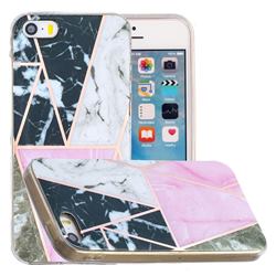 Pink and Black Painted Marble Electroplating Protective Case for iPhone SE 5s 5