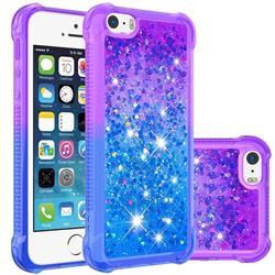 Rainbow Gradient Liquid Glitter Quicksand Sequins Phone Case for iPhone SE 5s 5 - Purple Blue