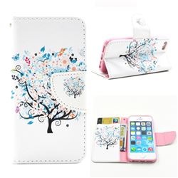 Colorful Tree Leather Wallet Case for iPhone SE 5s 5