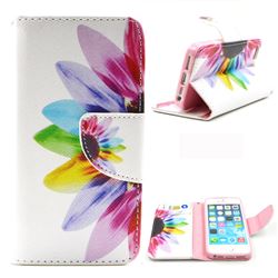 Seven-color Flowers Leather Wallet Case for iPhone SE 5s 5