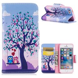 Tree and Owls Leather Wallet Case for iPhone SE 5s 5