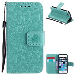 Embossing Sunflower Leather Wallet Case for iPhone SE 5s 5 - Green
