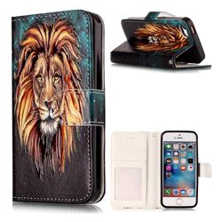 Ice Lion 3D Relief Oil PU Leather Wallet Case for iPhone SE 5s 5
