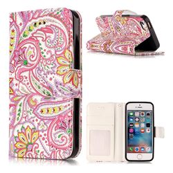 Pepper Flowers 3D Relief Oil PU Leather Wallet Case for iPhone SE 5s 5