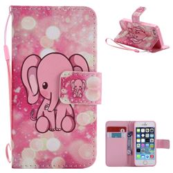 Pink Elephant PU Leather Wallet Case for iPhone SE 5s 5