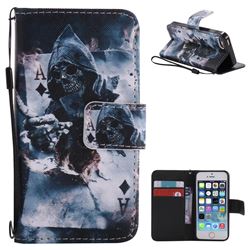 Skull Magician PU Leather Wallet Case for iPhone SE 5s 5