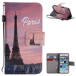 Paris Eiffel Tower PU Leather Wallet Case for iPhone SE 5s 5