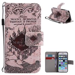 Castle The Marauders Map PU Leather Wallet Case for iPhone SE 5s 5
