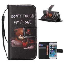 Angry Bear PU Leather Wallet Case for iPhone SE 5s 5