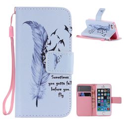 Feather Birds PU Leather Wallet Case for iPhone SE 5s 5