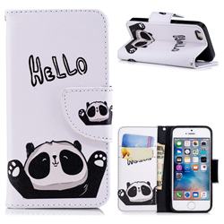 Hello Panda Leather Wallet Case for iPhone SE 5s 5