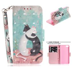 Black and White Cat 3D Painted Leather Wallet Phone Case for iPhone SE 5s 5