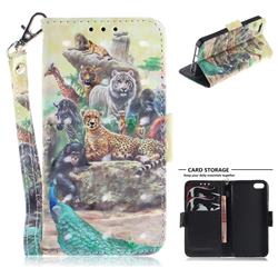 Beast Zoo 3D Painted Leather Wallet Phone Case for iPhone SE 5s 5