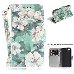 Watercolor Flower 3D Painted Leather Wallet Phone Case for iPhone SE 5s 5