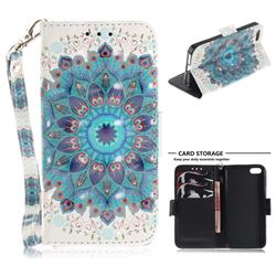 Peacock Mandala 3D Painted Leather Wallet Phone Case for iPhone SE 5s 5