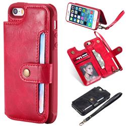 Retro Aristocratic Demeanor Anti-fall Leather Phone Back Cover for iPhone SE 5s 5 - Red