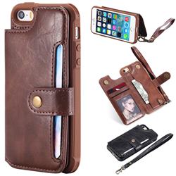 Retro Aristocratic Demeanor Anti-fall Leather Phone Back Cover for iPhone SE 5s 5 - Coffee