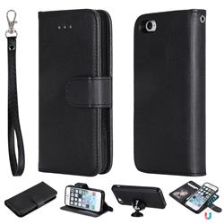 Retro Greek Detachable Magnetic PU Leather Wallet Phone Case for iPhone SE 5s 5 - Black