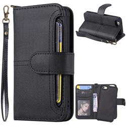 Retro Multi-functional Detachable Leather Wallet Phone Case for iPhone SE 5s 5 - Black