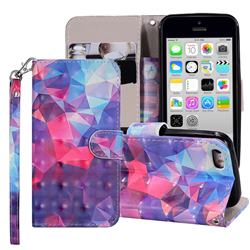Colored Diamond 3D Painted Leather Phone Wallet Case Cover for iPhone SE 5s 5