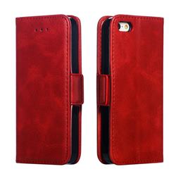 Retro Classic Calf Pattern Leather Wallet Phone Case for iPhone SE 5s 5 - Red