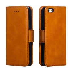 Retro Classic Calf Pattern Leather Wallet Phone Case for iPhone SE 5s 5 - Yellow