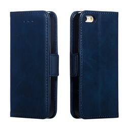 Retro Classic Calf Pattern Leather Wallet Phone Case for iPhone SE 5s 5 - Blue