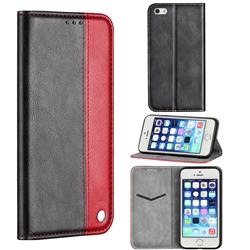 Classic Business Ultra Slim Magnetic Sucking Stitching Flip Cover for iPhone SE 5s 5 - Red