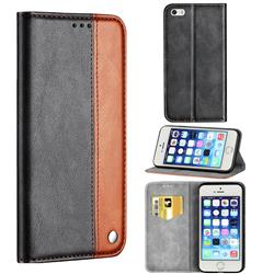 Classic Business Ultra Slim Magnetic Sucking Stitching Flip Cover for iPhone SE 5s 5 - Brown
