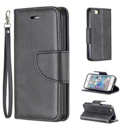 Classic Sheepskin PU Leather Phone Wallet Case for iPhone SE 5s 5 - Black