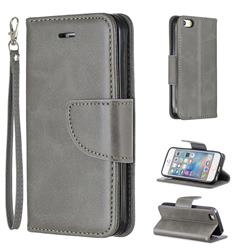 Classic Sheepskin PU Leather Phone Wallet Case for iPhone SE 5s 5 - Gray