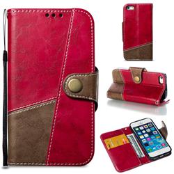 Retro Magnetic Stitching Wallet Flip Cover for iPhone SE 5s 5 - Rose Red