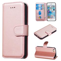 Retro Calf Matte Leather Wallet Phone Case for iPhone SE 5s 5 - Pink