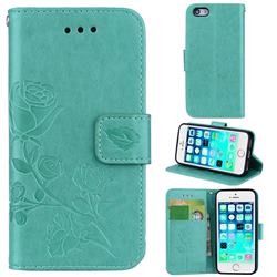 Embossing Rose Flower Leather Wallet Case for iPhone SE 5s 5 - Green