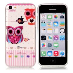 Owls Flower Super Clear Soft TPU Back Cover for iPhone 5c