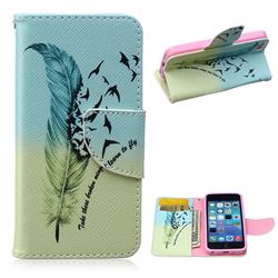 Feather Bird Leather Wallet Case for iPhone 5c