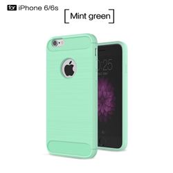 Luxury Carbon Fiber Brushed Wire Drawing Silicone TPU Back Cover for iPhone 6s 6 6G(4.7 inch) (Mint Green)