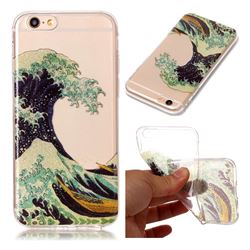 Sea Waves Super Clear Flash Powder Shiny Soft TPU Back Cover for iPhone 6s 6 6G(4.7 inch)
