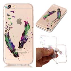 Colored Feathers Super Clear Flash Powder Shiny Soft TPU Back Cover for iPhone 6s 6 6G(4.7 inch)