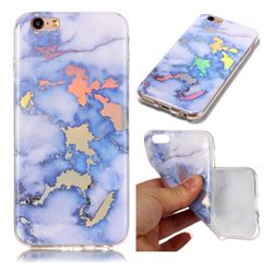 Color Plating Marble Pattern Soft TPU Case for iPhone 6s 6 6G(4.7 inch) - Blue