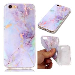 Color Plating Marble Pattern Soft TPU Case for iPhone 6s 6 6G(4.7 inch) - Purple
