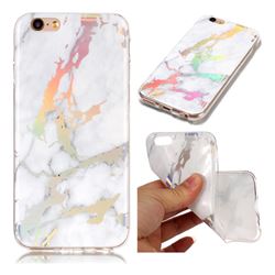 Color Plating Marble Pattern Soft TPU Case for iPhone 6s 6 6G(4.7 inch) - White