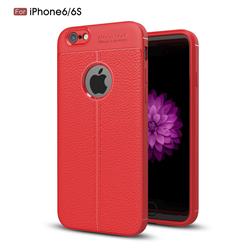 Luxury Auto Focus Litchi Texture Silicone TPU Back Cover for iPhone 6s 6 6G(4.7 inch) - Red