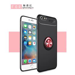 Auto Focus Invisible Ring Holder Soft Phone Case for iPhone 6s 6 6G(4.7 inch) - Black Red