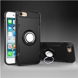Armor Anti Drop Carbon PC + Silicon Invisible Ring Holder Phone Case for iPhone 6s 6 6G(4.7 inch) - Black