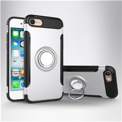 Armor Anti Drop Carbon PC + Silicon Invisible Ring Holder Phone Case for iPhone 6s 6 6G(4.7 inch) - Silver