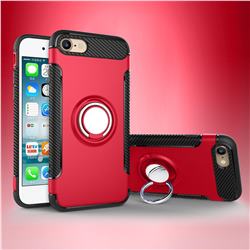 Armor Anti Drop Carbon PC + Silicon Invisible Ring Holder Phone Case for iPhone 6s 6 6G(4.7 inch) - Red